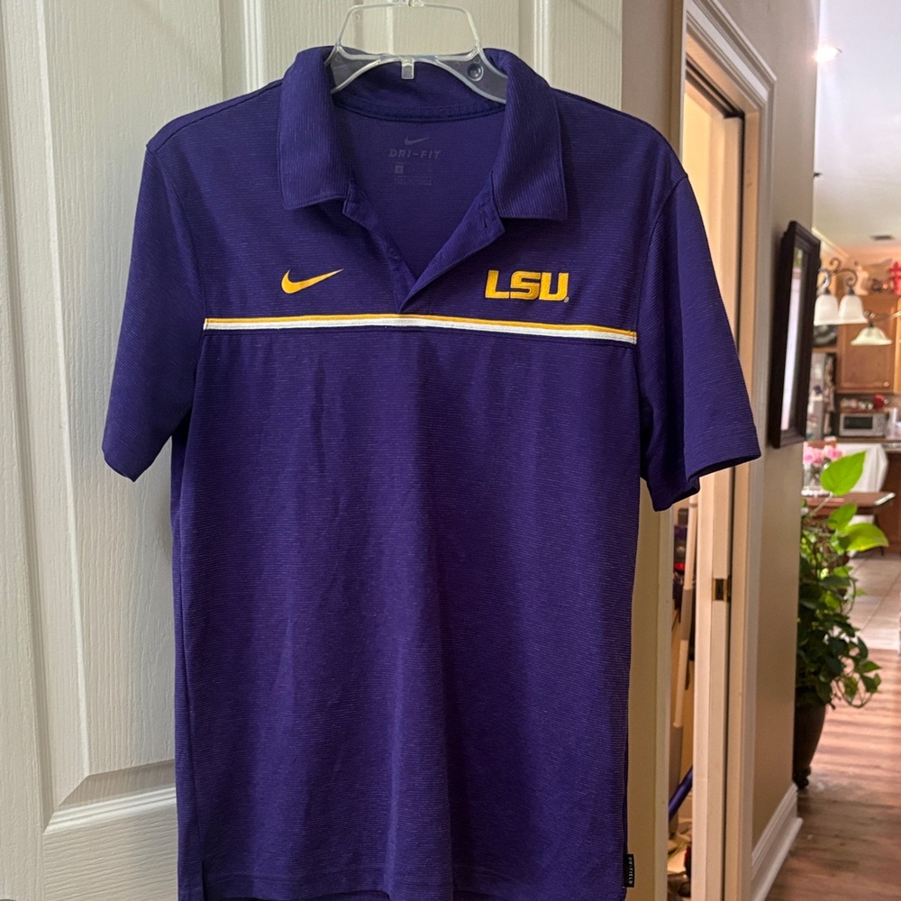 Nike Purple LSU Dri-FIT Polo with Yellow Accent